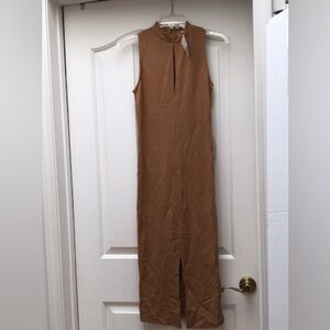 Chic Camel Tan Sleeveless Dress Stretchy